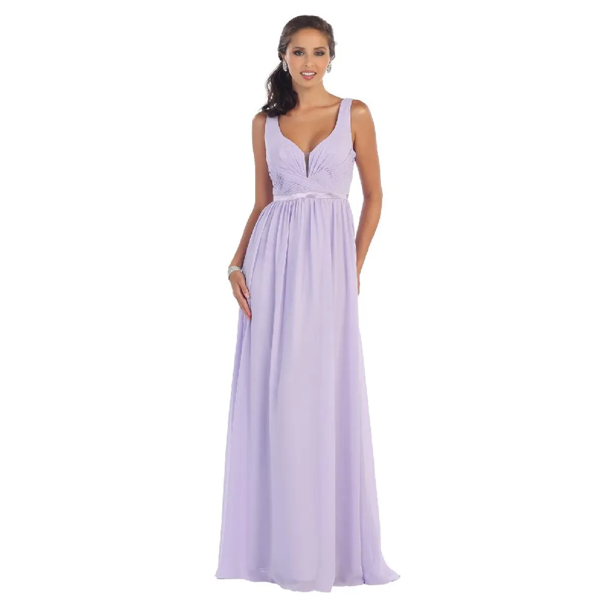 UNIQUE - VESTIDO LARGO L1225 LILA - Lila