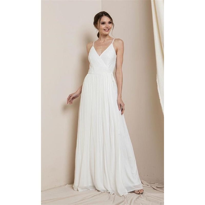 UNIQUE - VESTIDO LARGO L21043 BLANCO - Blanco