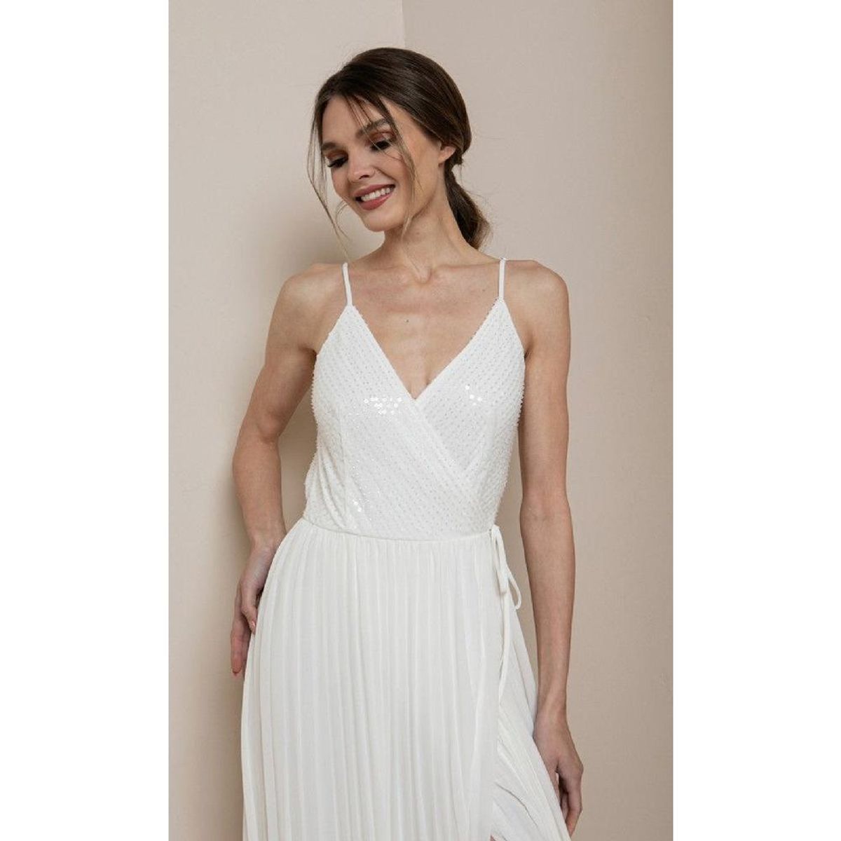 UNIQUE - VESTIDO LARGO L21043 BLANCO - Blanco