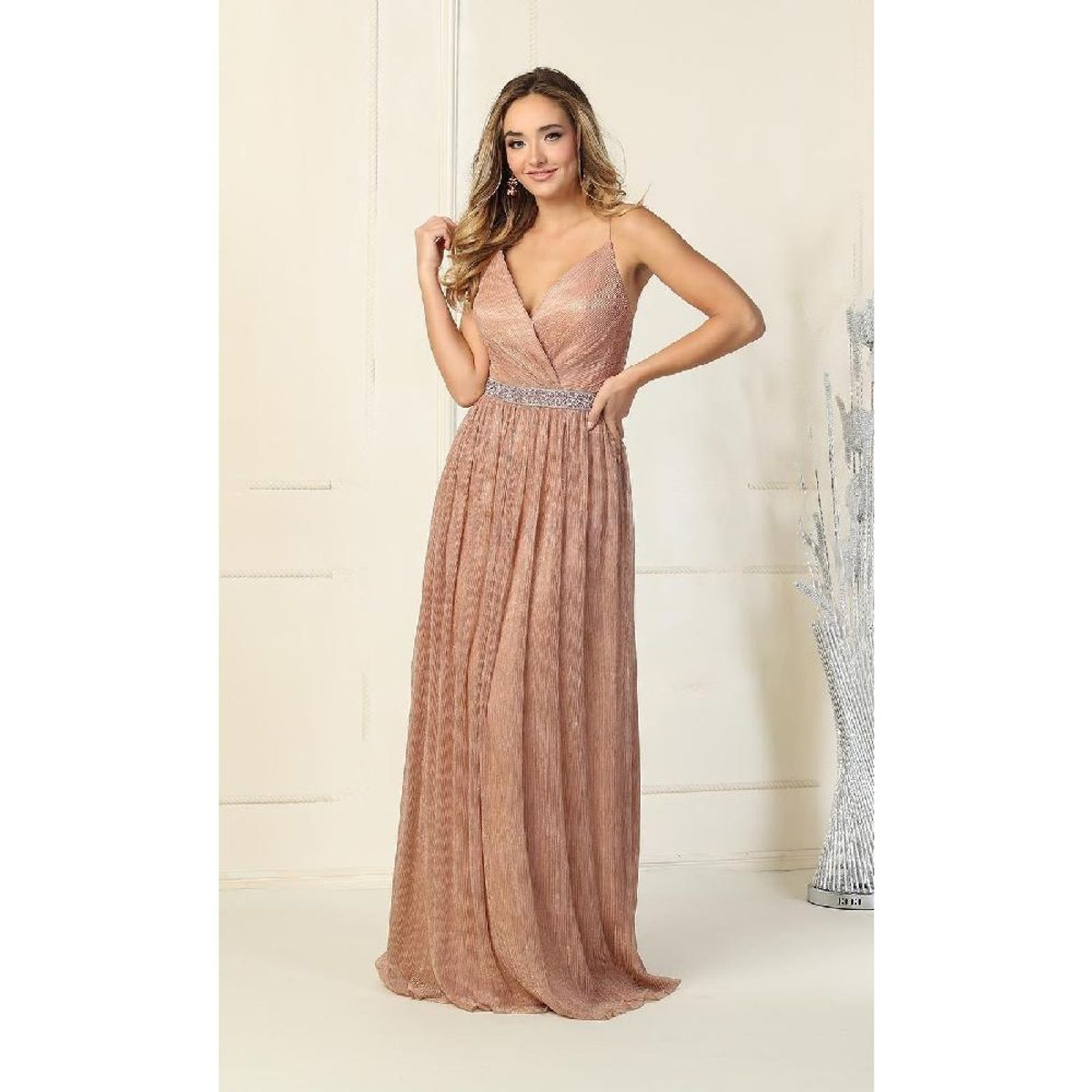 UNIQUE - VESTIDO LARGO L1841 ROSE GOLD - Rosa