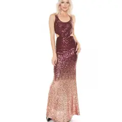 UNIQUE - VESTIDO DE FIESTA LARGO L1441 BURDEO - Burdeos