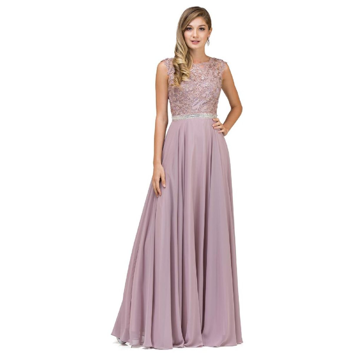 UNIQUE - VESTIDO LARGO L9675 ROSADO - Rosa