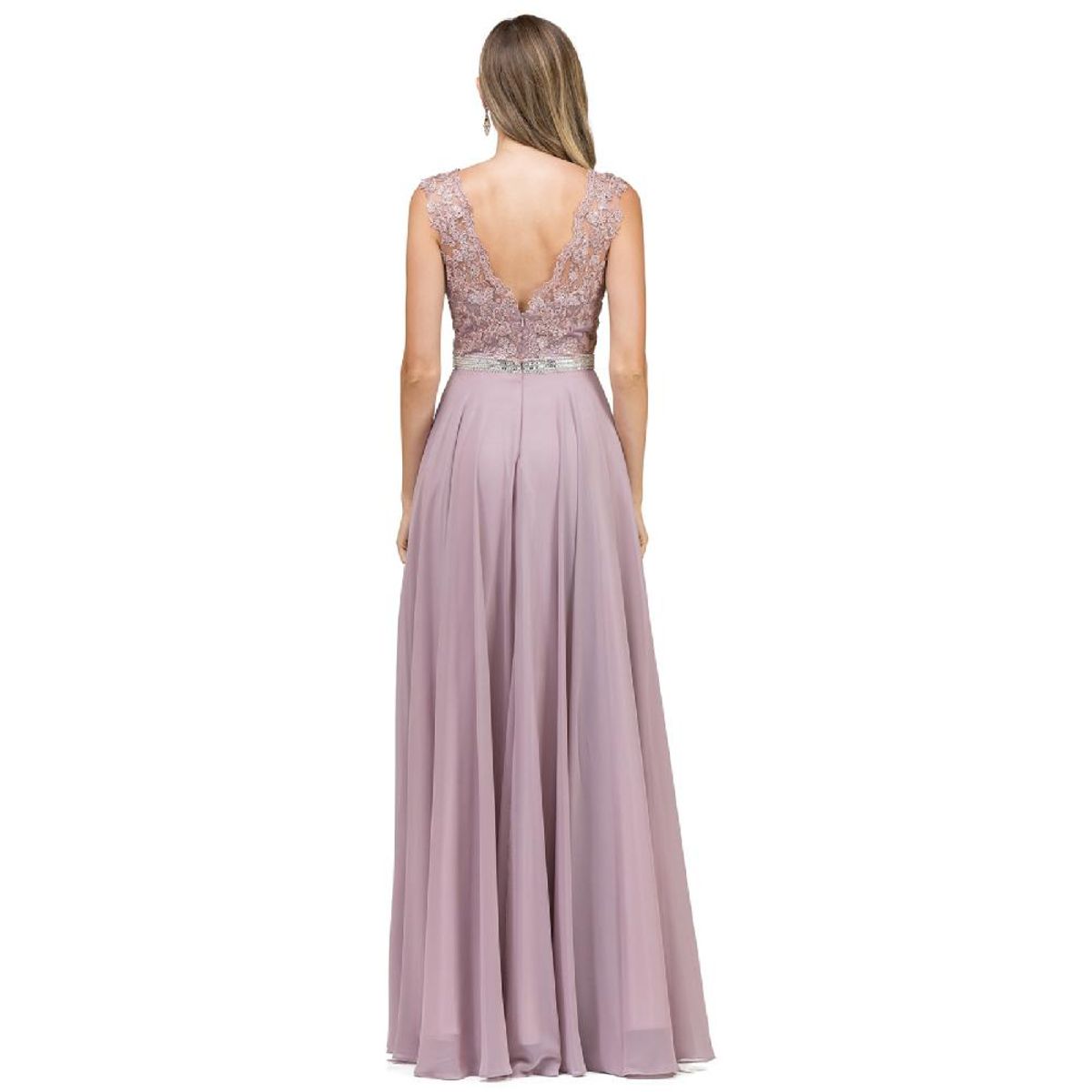 UNIQUE - VESTIDO LARGO L9675 ROSADO - Rosa