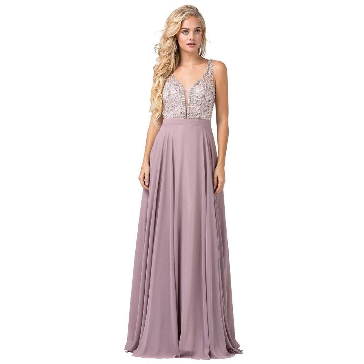 UNIQUE - VESTIDO LARGO L2669 MOCA - Mocca