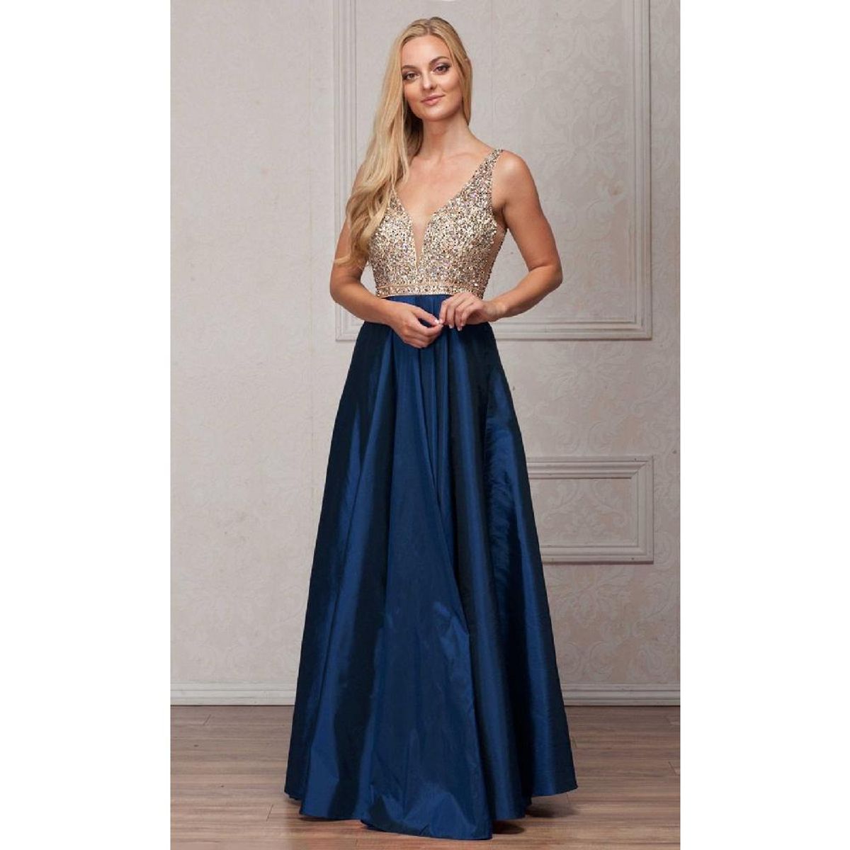 UNIQUE - VESTIDO LARGO L772 AZUL - Azul