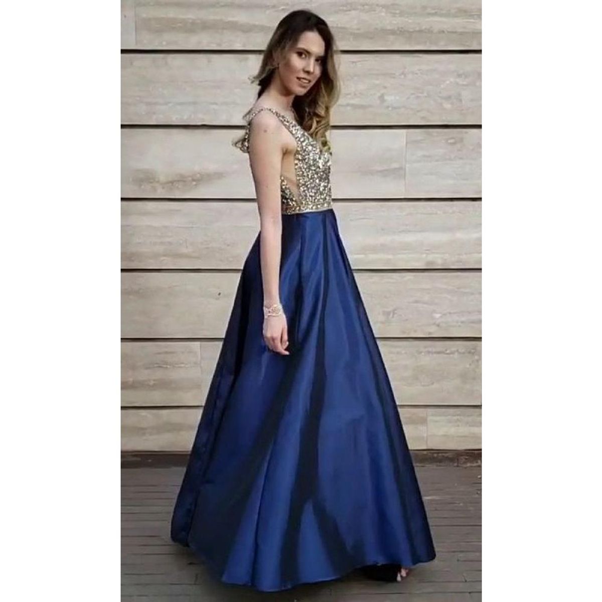 UNIQUE - VESTIDO LARGO L772 AZUL - Azul