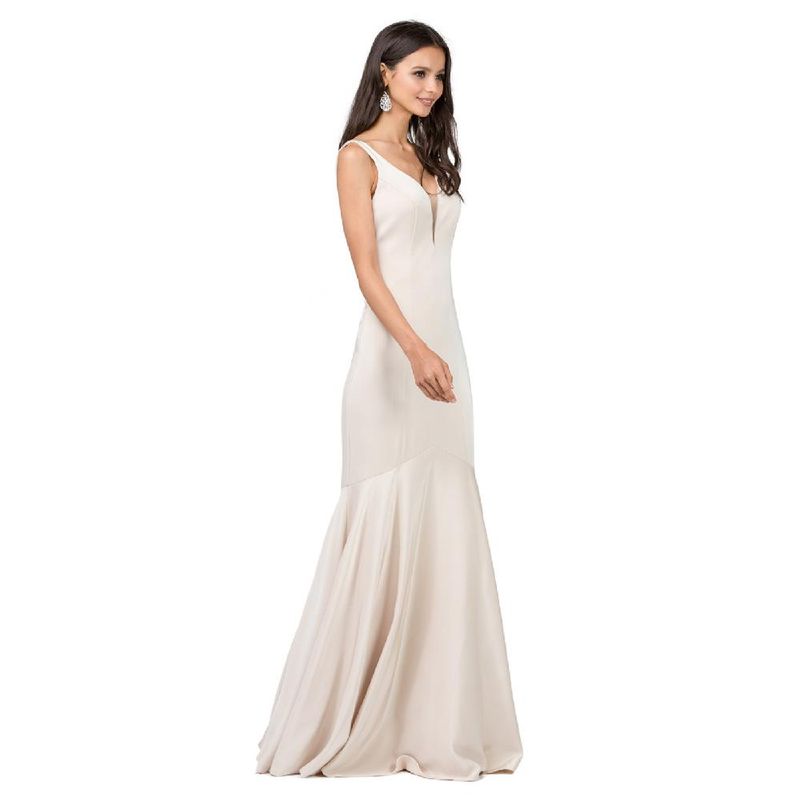 UNIQUE - VESTIDO LARGO L2186 CHAMPAGNE - Champana