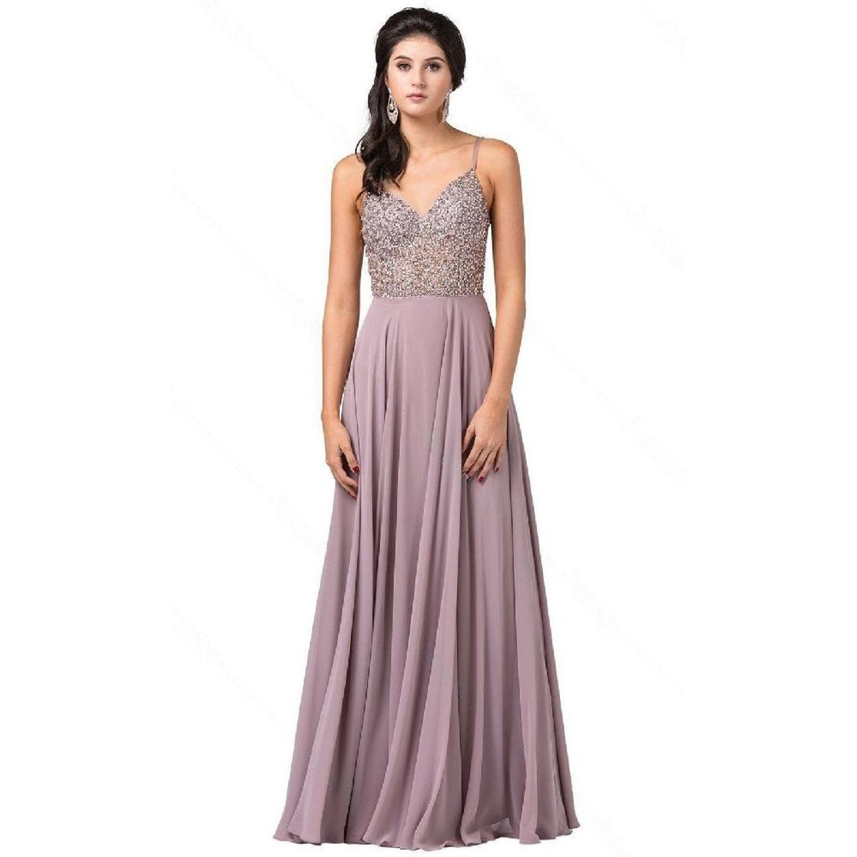 UNIQUE - VESTIDO LARGO L2648 MOCA - Mocca