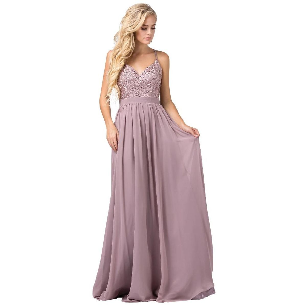 UNIQUE - VESTIDO LARGO L2571 ROSADO - Rosa