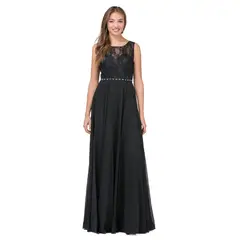 UNIQUE - VESTIDO LARGO L2240 NEGRO - Negro