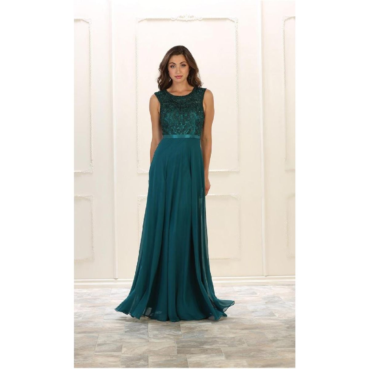 UNIQUE - VESTIDO LARGO L1519 VERDE - Verde