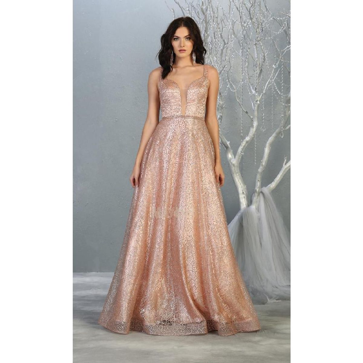 UNIQUE - VESTIDO LARGO L1771 ROSADO - Rosa