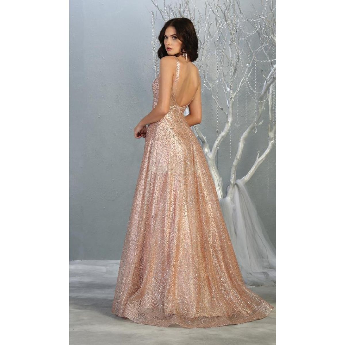 UNIQUE - VESTIDO LARGO L1771 ROSADO - Rosa