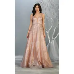 UNIQUE - VESTIDO LARGO L1771 ROSADO - Rosa