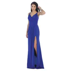 UNIQUE - VESTIDO LARGO L1469 AZUL REY - Azul