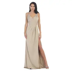 UNIQUE - VESTIDO LARGO L1469 BEIGE - Beige