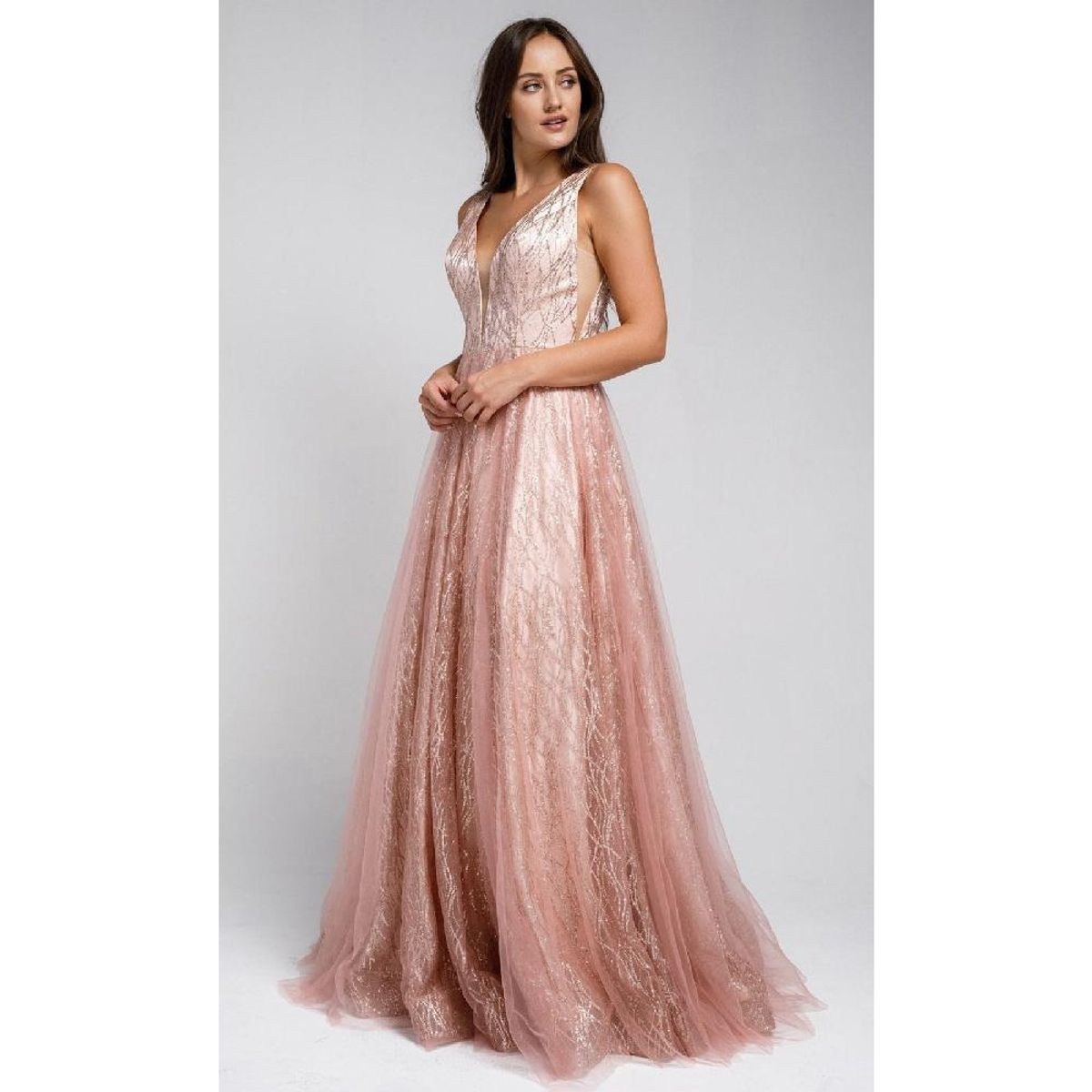 UNIQUE - VESTIDO LARGO L010 ROSE GOLD - Rosa