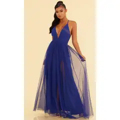 UNIQUE - VESTIDO DE FIESTA LARGO L3449 AZUL REY - Azul