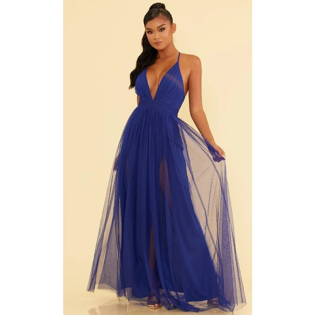 UNIQUE - VESTIDO DE FIESTA LARGO L3449 AZUL REY - Azul