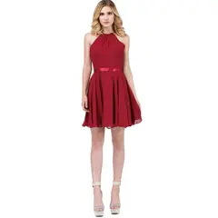 UNIQUE - VESTIDO CORTO C3013 BURDEO - Burdeos