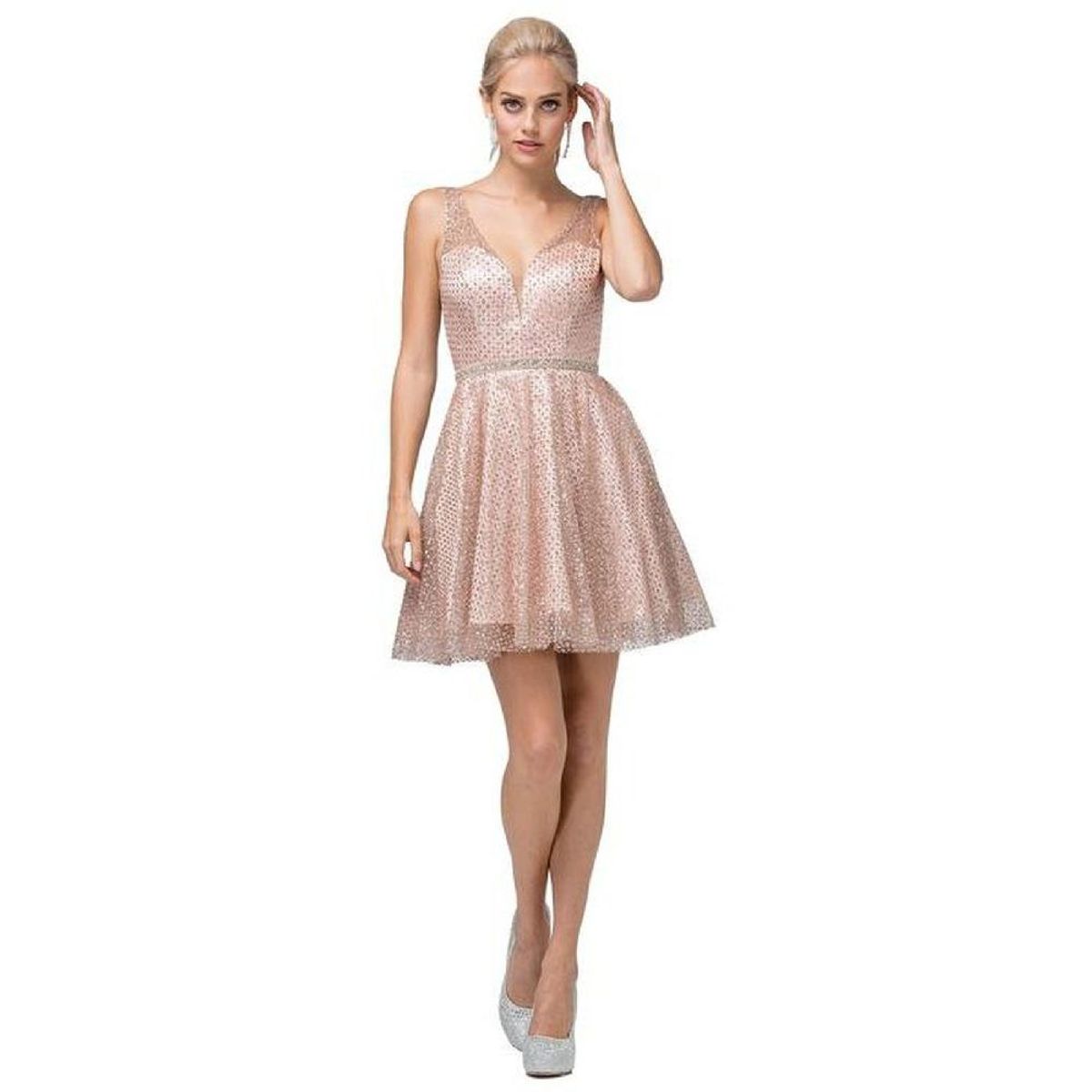 UNIQUE - VESTIDO CORTO C3126 ROSADO - Rosa