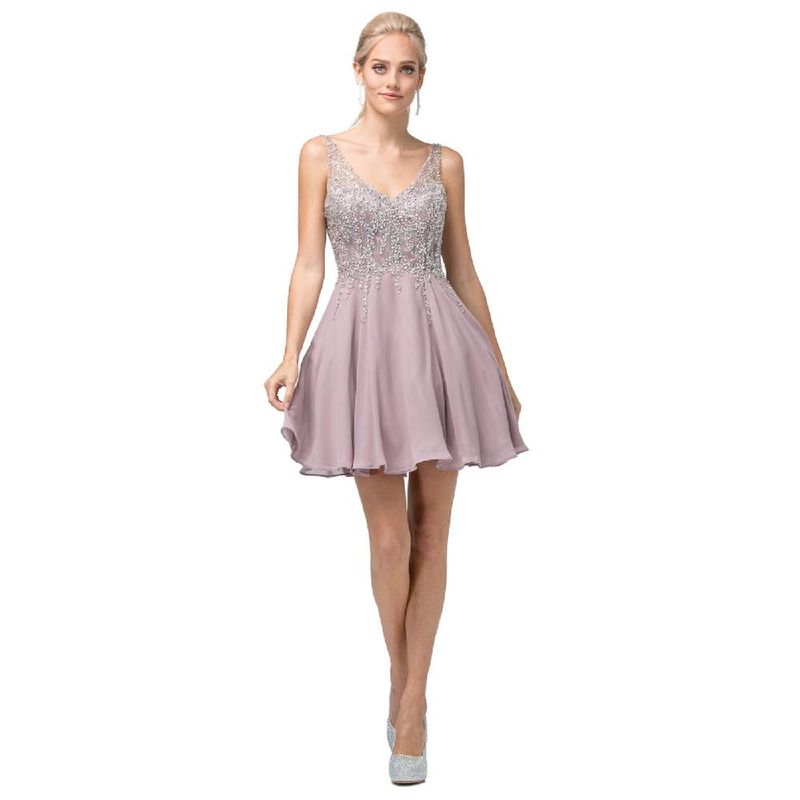 UNIQUE - VESTIDO CORTO C3129 ROSADO - Rosa