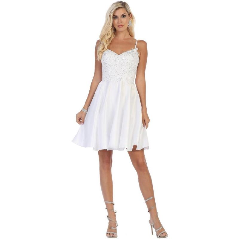 UNIQUE - VESTIDO CORTO C1652 BLANCO - Blanco