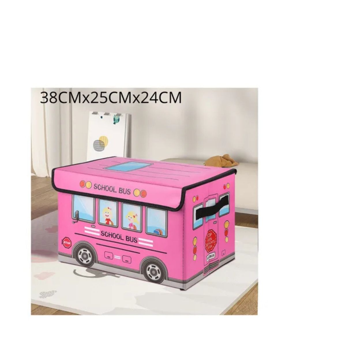 GENERICO - Organizador De Tela Con Tapa Para Guardar Juguetes RosadoNV