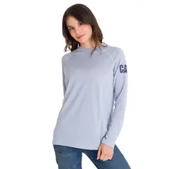 CAT - Polera Casual Lightweight Cooling Crew Mujer Gris