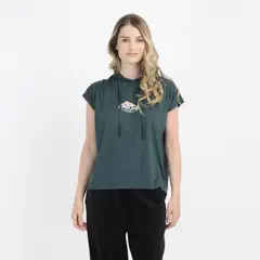 O'NEILL - POLERA MANGA CORTA BEACHY BLOOM VERDE OSCURO
