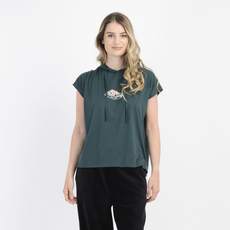 O'NEILL - POLERA MANGA CORTA BEACHY BLOOM  VERDE OSCURO