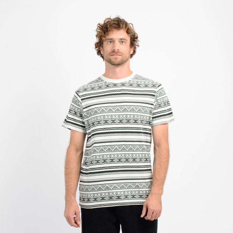 O'NEILL - POLERA MANGA CORTA IKAT JACQUARD BEIGE CLARO