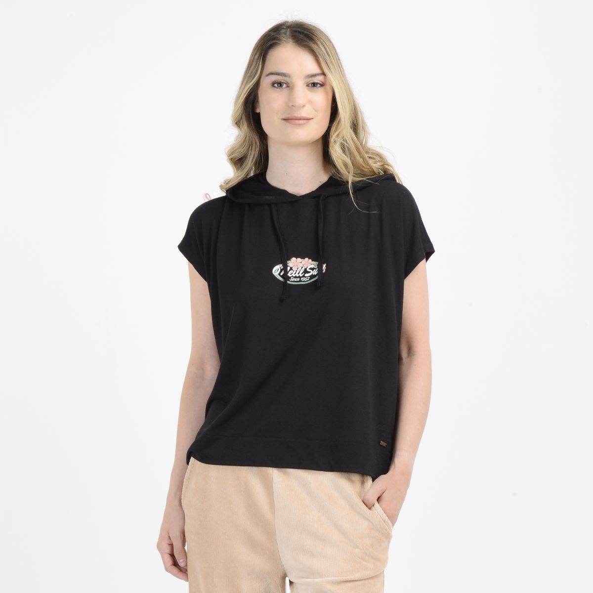 O'NEILL - POLERA MANGA CORTA BEACHY BLOOM  NEGRO