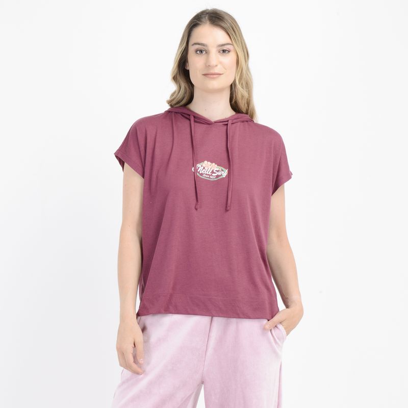 O'NEILL - POLERA MANGA CORTA BEACHY BLOOM  ROJO OSCURO