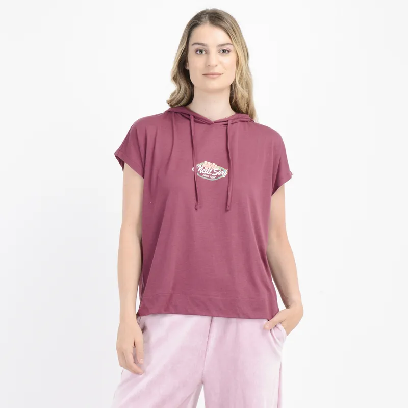 O'NEILL - POLERA MANGA CORTA BEACHY BLOOM  ROJO OSCURO