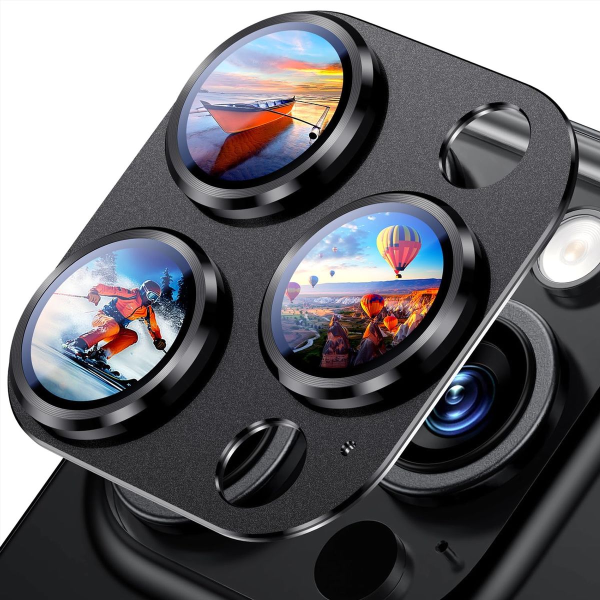 GENERICO - Protector De Camara Para iPhone 16 Pro / 16 Pro Max Aluminio Negro