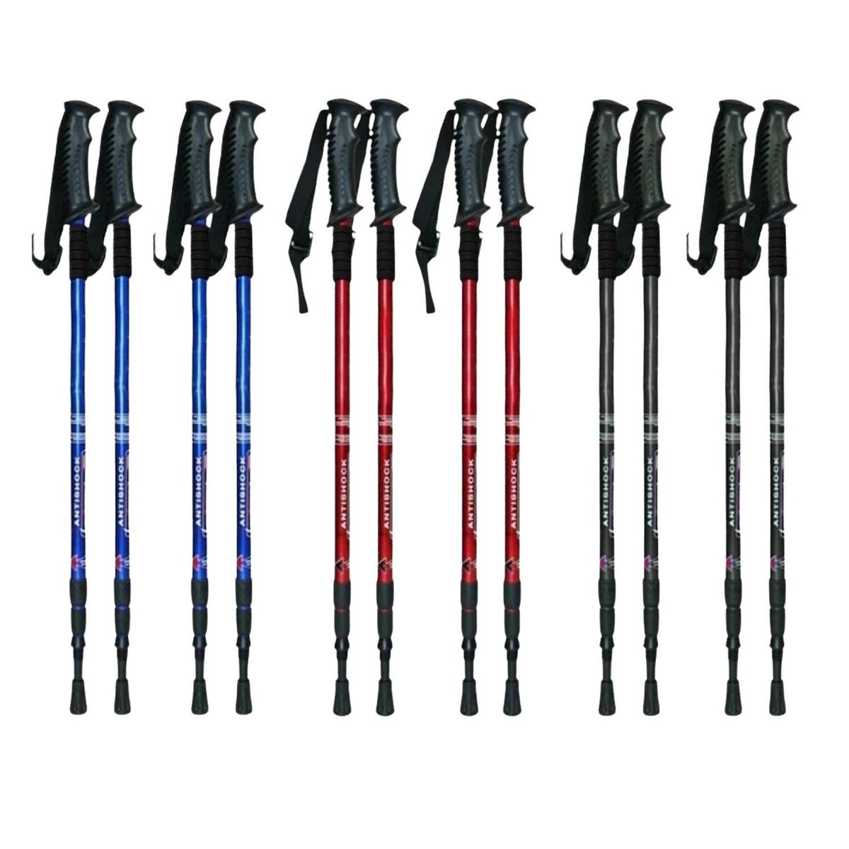 IMPORTCLICK - Pack 4 Bastones Trekking Antishock Plegable Montaña - Multicolor