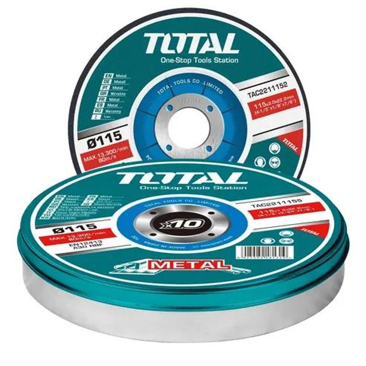 TOTAL TOOLS - JGO 10 DISCOS CORTE METAL 4 12 TOTAL TAC2211155