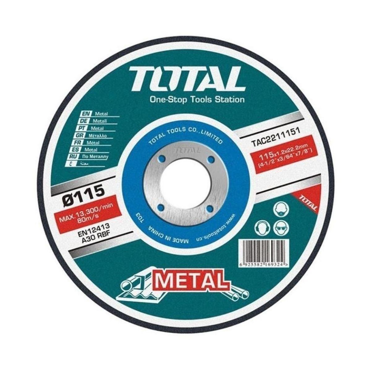TOTAL TOOLS - JGO 10 DISCOS CORTE METAL 4 12 TOTAL TAC2211155