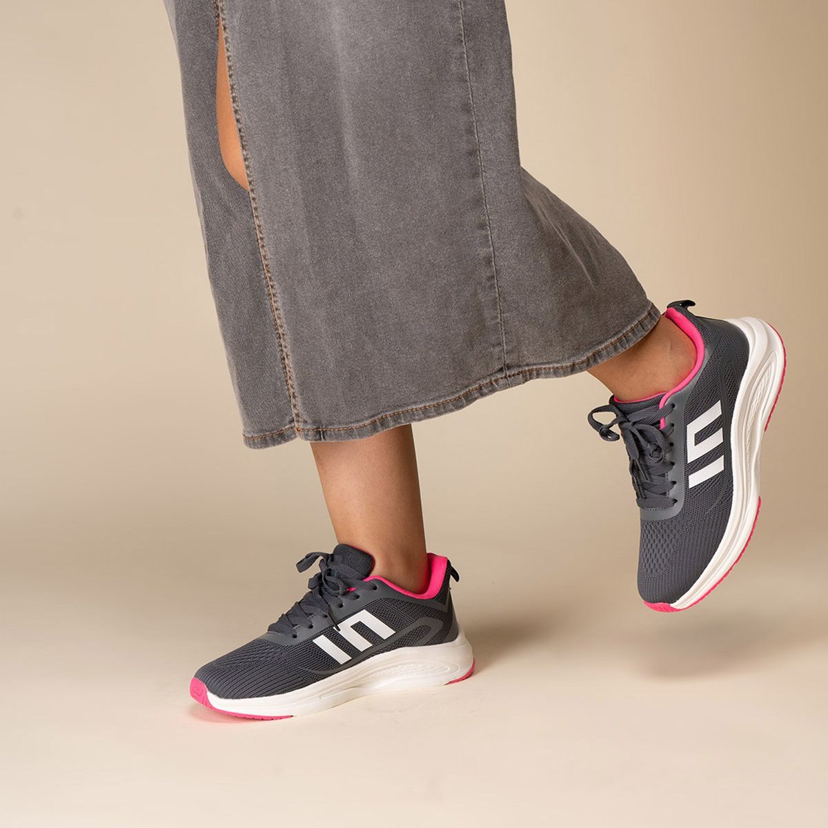 CHINITOWN - Zapatilla Mujer Gris Rosa Triale Chinitown