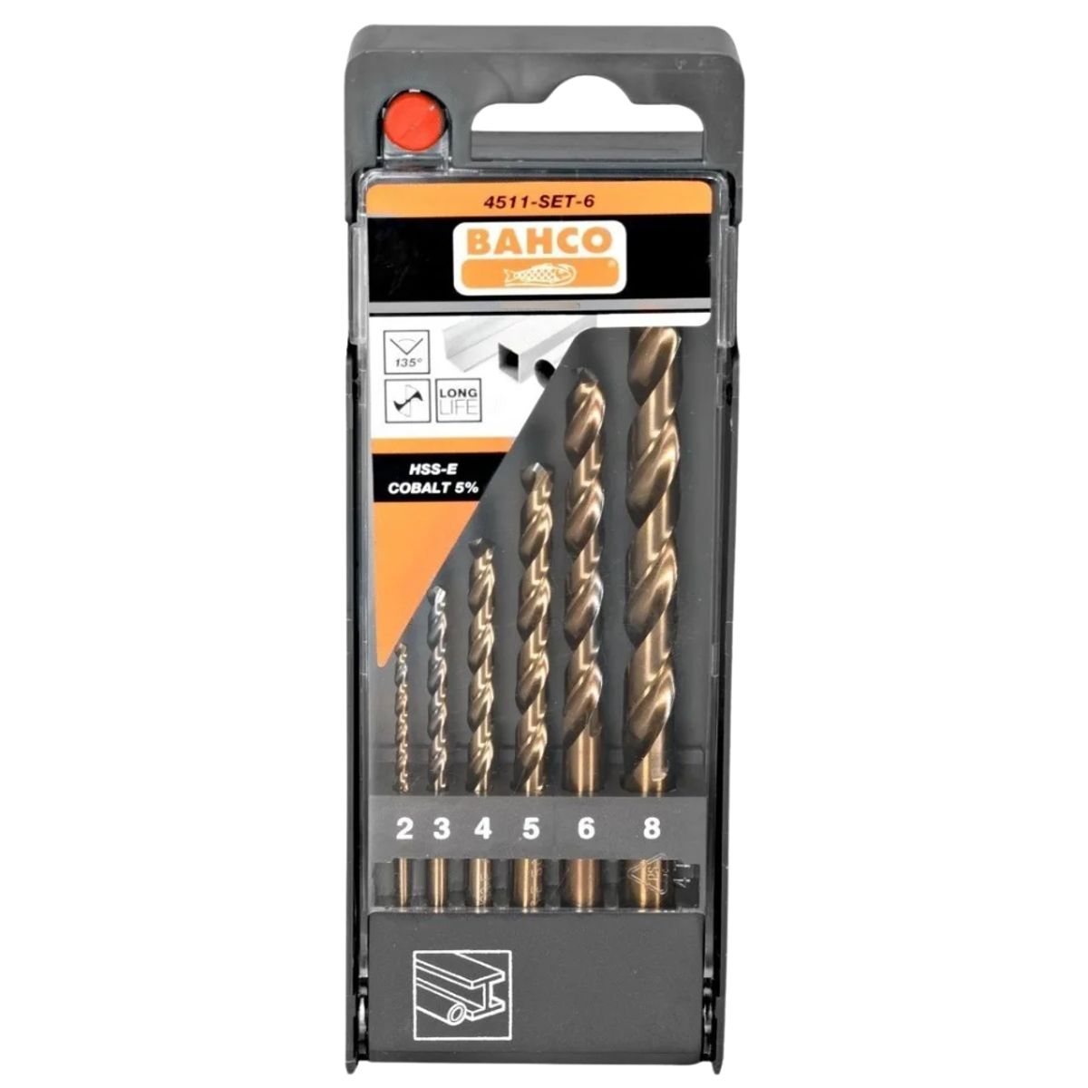 BAHCO - JUEGO DE BROCAS BAHCO HSS-CO 2-8 MM 6 PZAS. 4511-SET-6