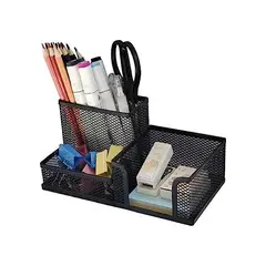 GENERICO - Organizador de Escritorio de Metal Negro con Malla 3 Compart