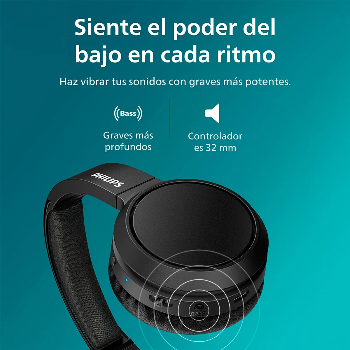 PHILIPS - Audífono Headband Bluetooth Philips TAH4209 Negro