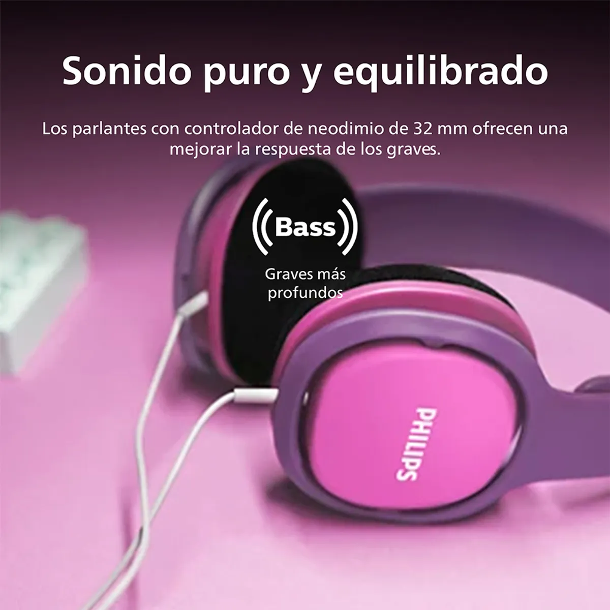 PHILIPS - Audífono Headband On-Ear para Niños Philips SHK2000 Kids color rosado