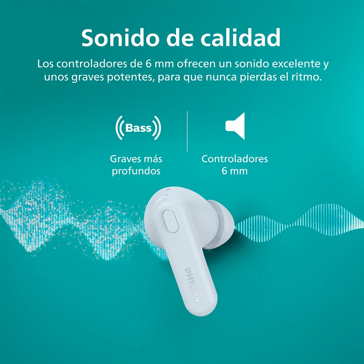 PHILIPS - Audífono True Wireless Bluetooth Philips TAT1108 Azul