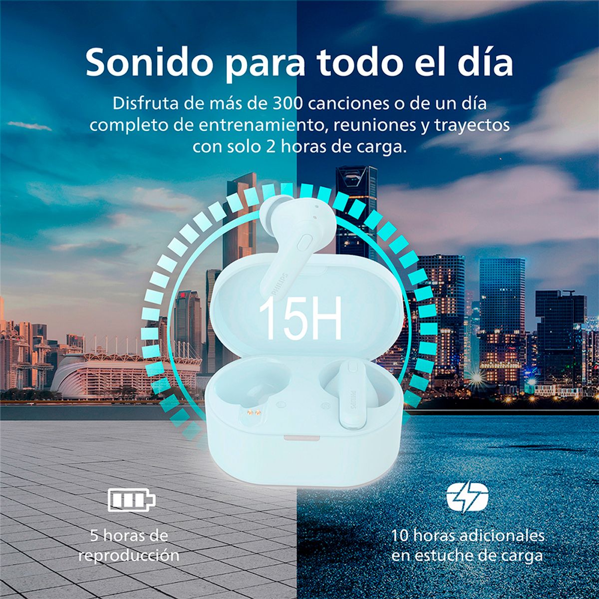 PHILIPS - Audífonos Bluetooth Philips TAT1138 TWS Blanco