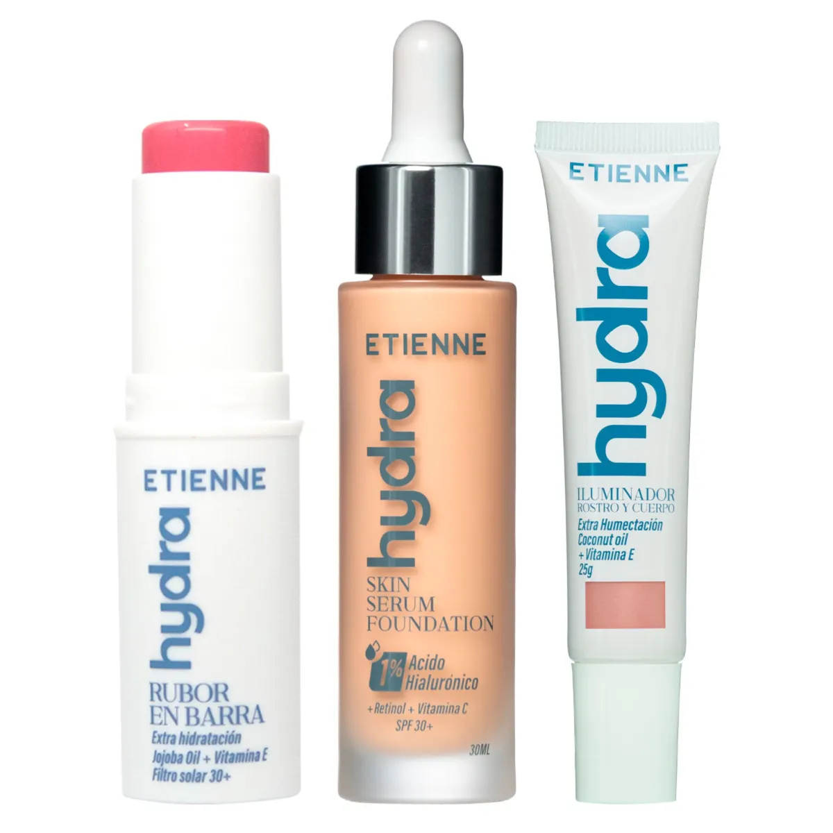 ETIENNE - Set Hydra Base Medium + Rubor Barra Cop + Iluminador Etienne