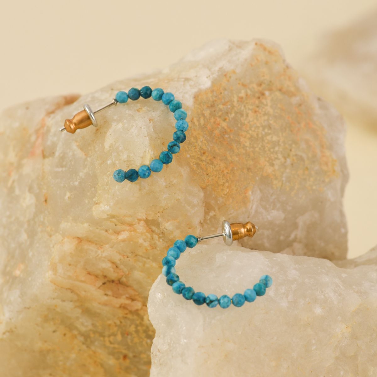 AMPHORA - Aros argolla turquesa dorado