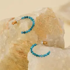 AMPHORA - Aros argolla turquesa dorado