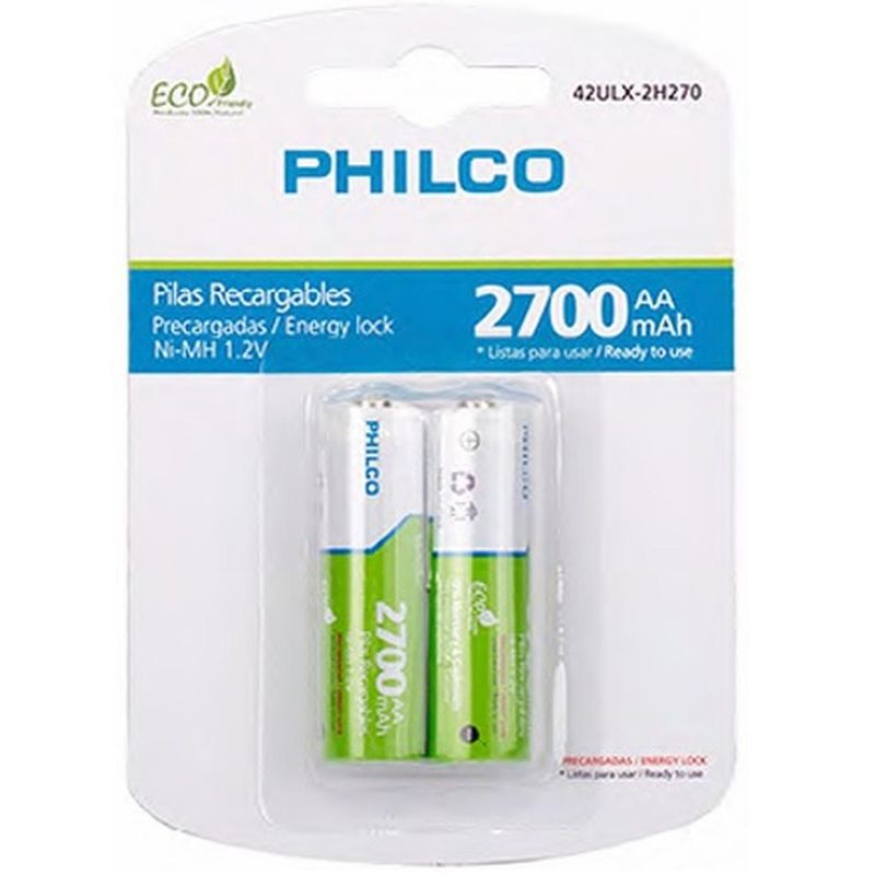 PHILCO - PILAS PRE-CARGADAS BLISTER 2 PILAS AA 2700 MAH